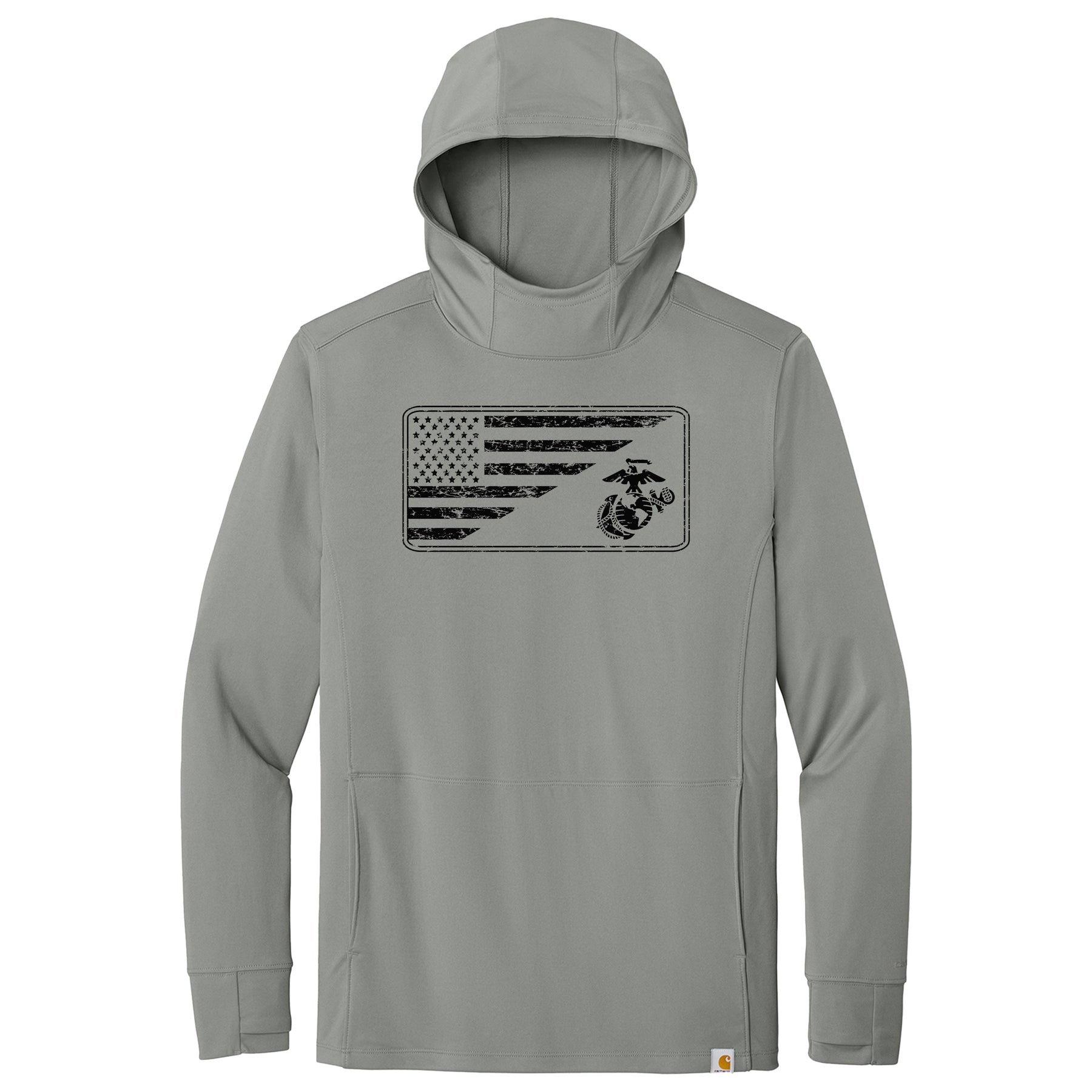 Marines Split Flag & EGA Carhartt Sun Defender Hooded Long Sleeve T-Shirt