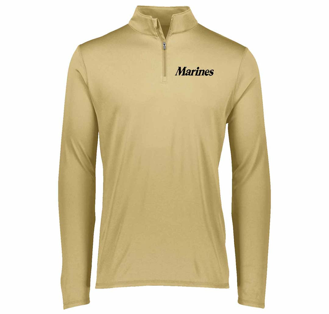 Marines Embroidered Quarter Zip Gold Performance Pullover