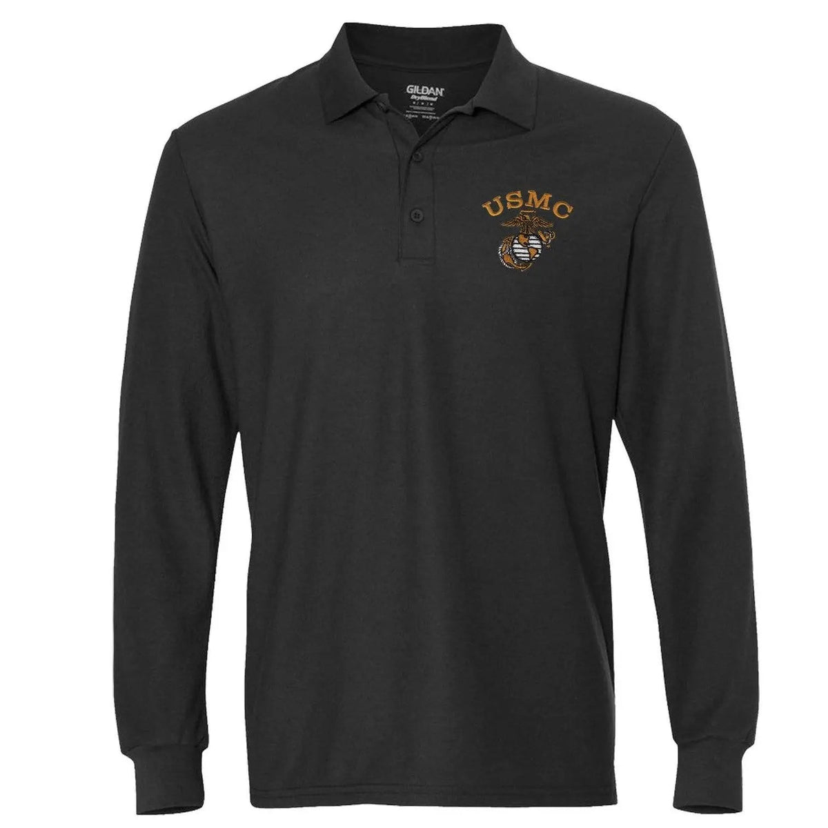 Tonal USMC EGA Embroidered Long Sleeve Polo - Marine Corps Direct