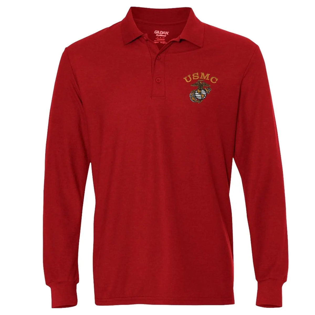 Tonal USMC EGA Embroidered Long Sleeve Polo - Marine Corps Direct