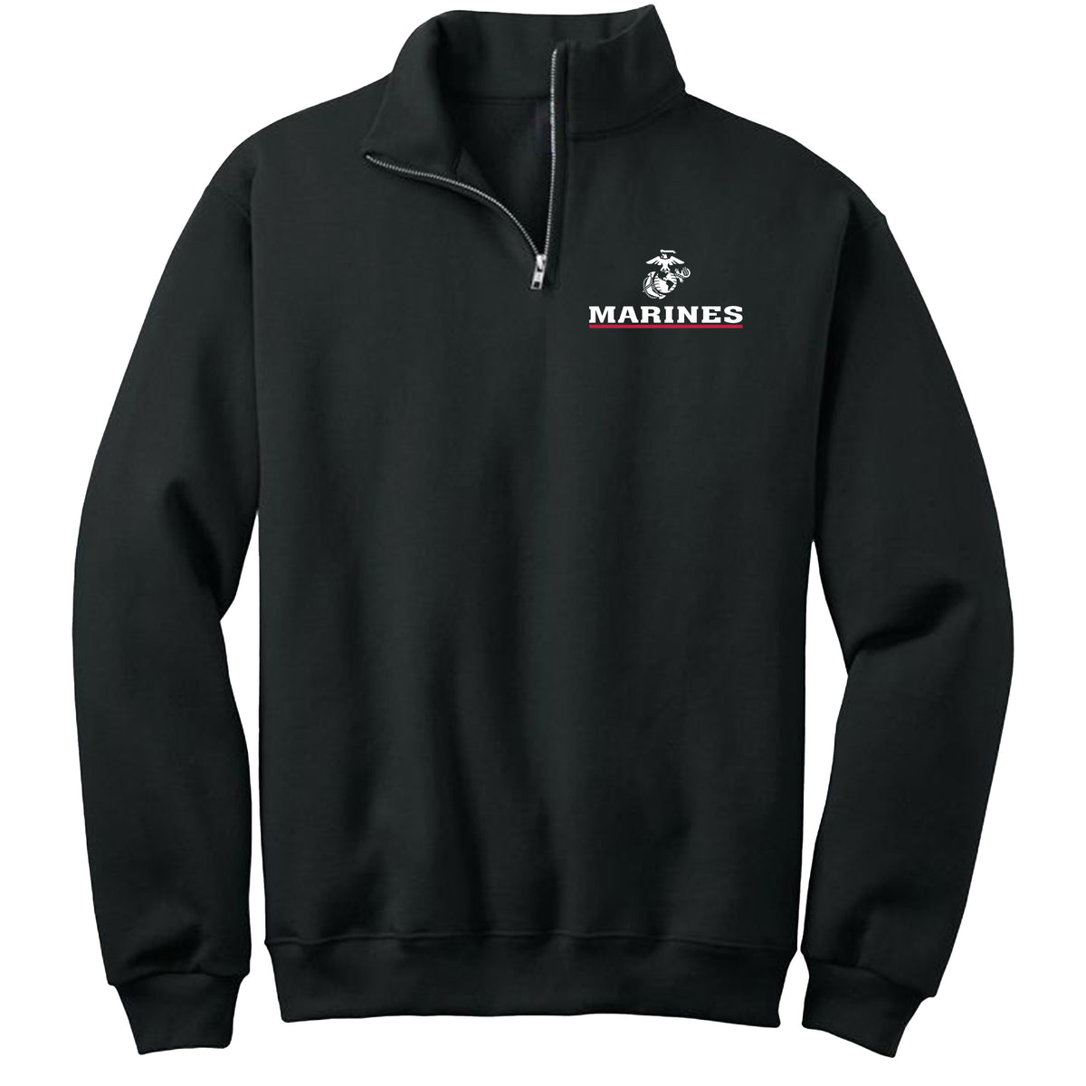 Marines Red Line Screen Printed Quarter-Zip Cadet Collar Sweatshirt (Corporal's Special)