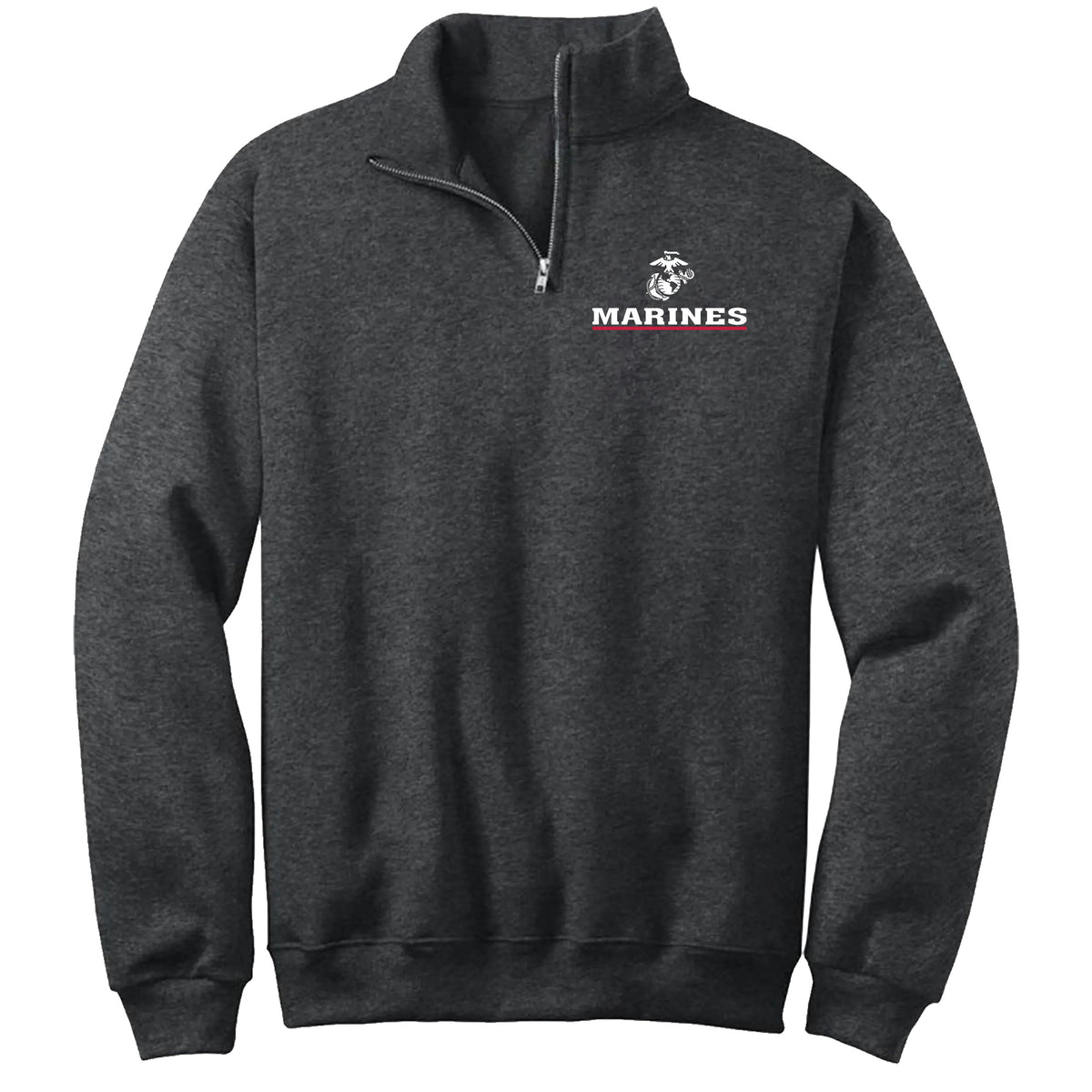 Marines Red Line Screen Printed Quarter-Zip Cadet Collar Sweatshirt (Corporal's Special)