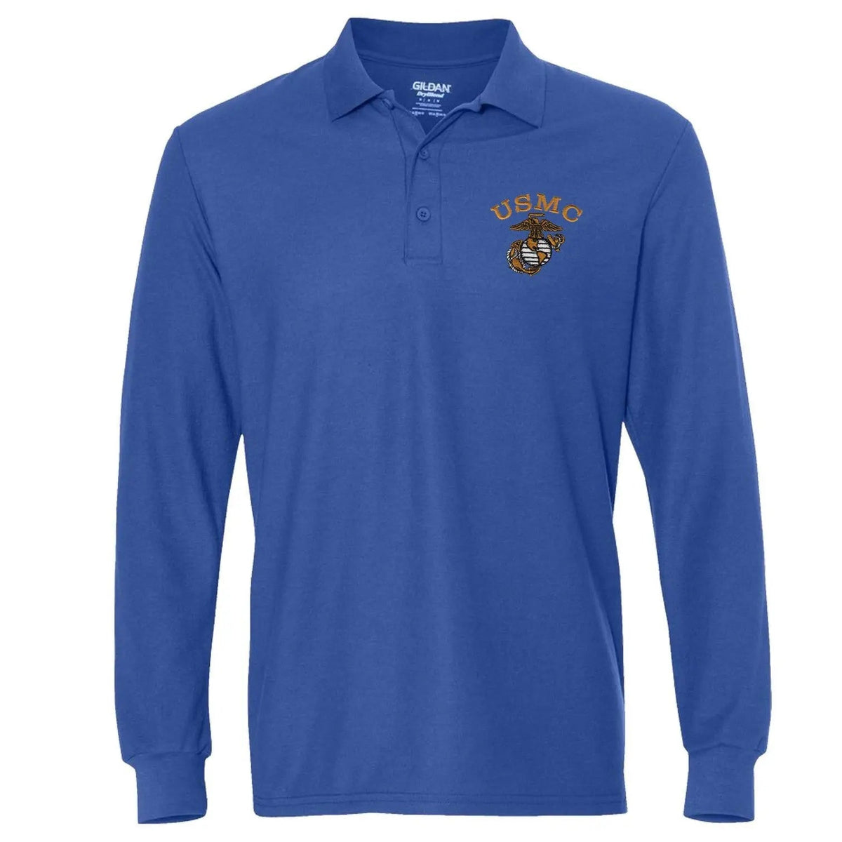 Tonal USMC EGA Embroidered Long Sleeve Polo - Marine Corps Direct