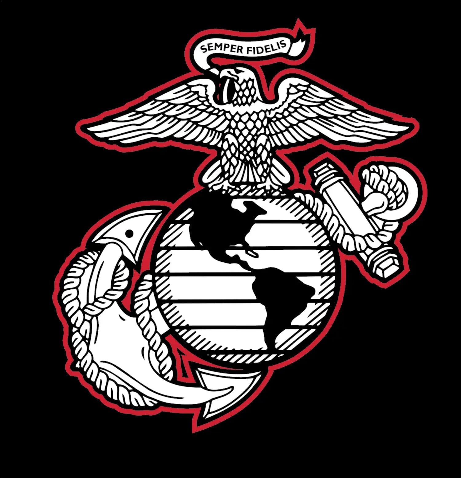 Marines Red & White EGA Chest Seal Pocket Polo