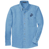 Marines Navy EGA Embroidered Faded Denim Button Up