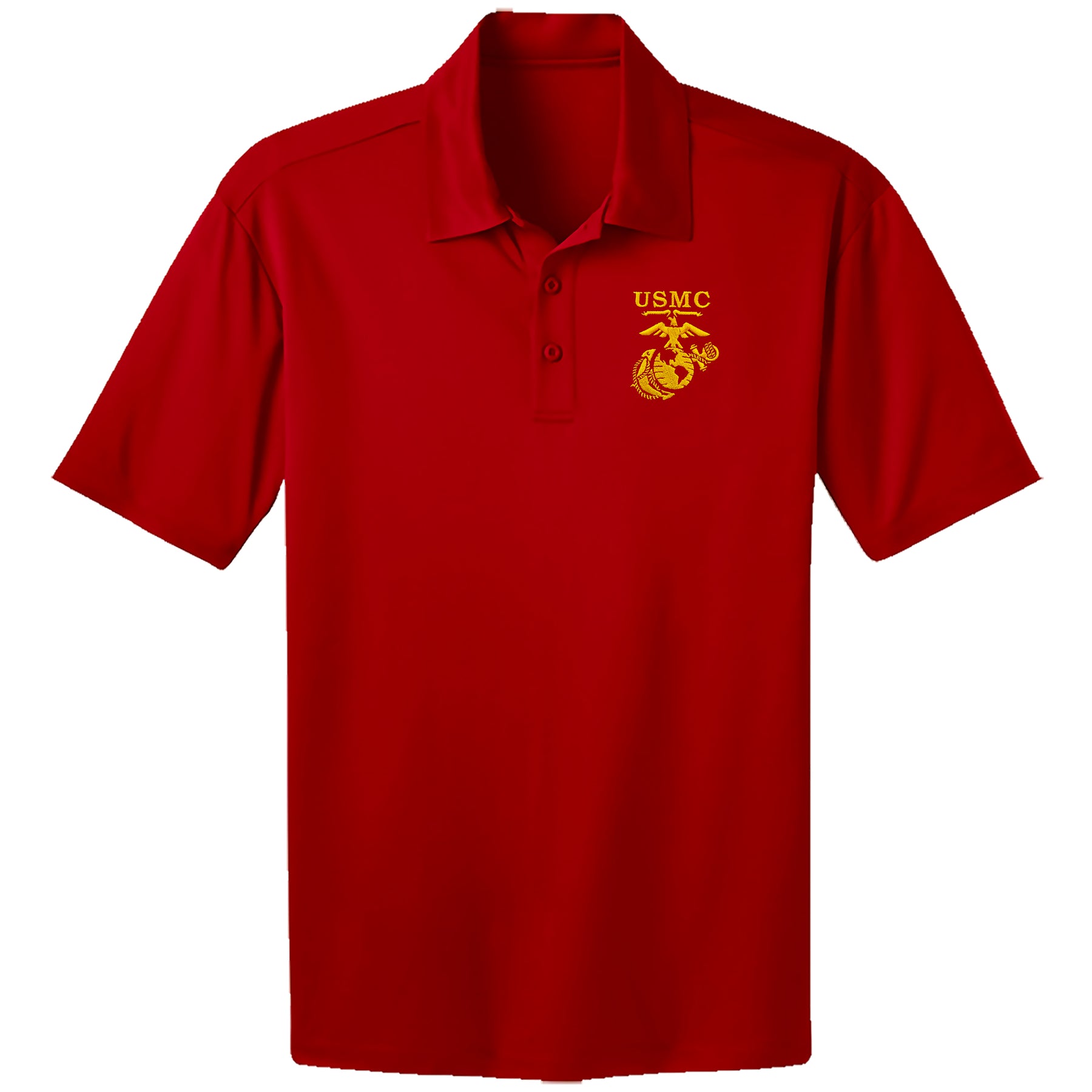 Marines Gold Old School Heritage EGA Embroidered Performance Polo