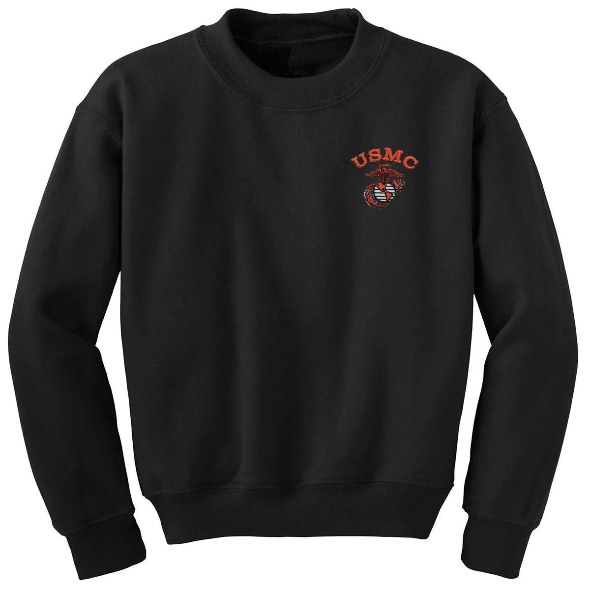 High Velocity Orange USMC Embroidered Black Sweatshirt - Marine Corps Direct