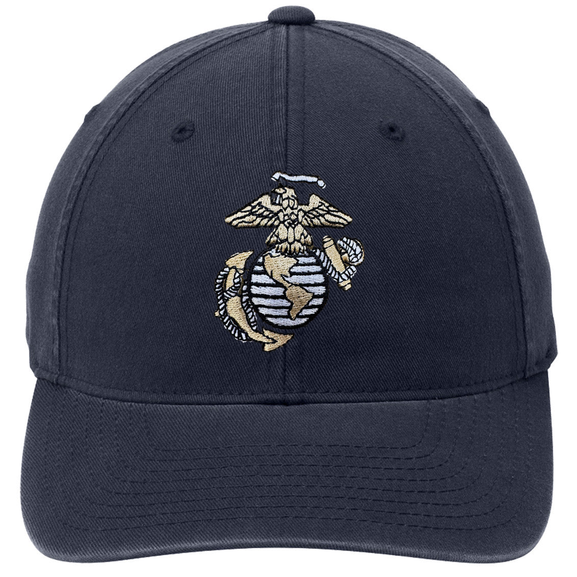 Multi Color EGA Embroidered USMC Cobalt Navy FlexFit Hat