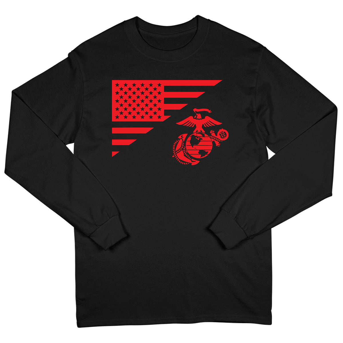 Closeout Red Split Flag Long Sleeve Tee