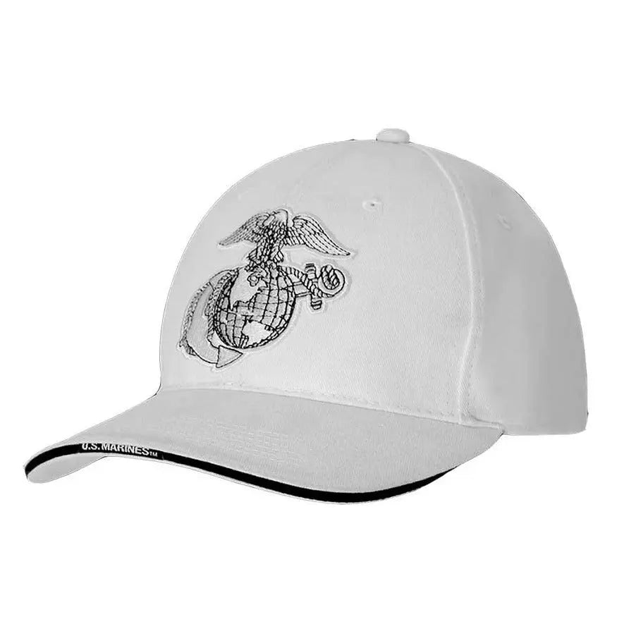 Large Globe & Anchor White Marine Hat - Marine Corps Direct