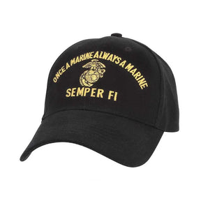 Once A Marine Always A Marine Semper Fi Gold & Black Low Profile Cap - Marine Corps Direct