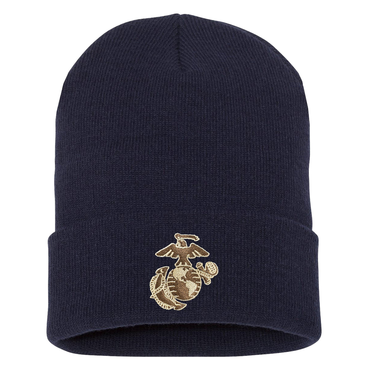 Two Toned Eagle, Globe and Anchor Embroidered Knit Beanie