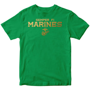 Marines St. Patrick's Day Metallic Gold Semper Fi Tee