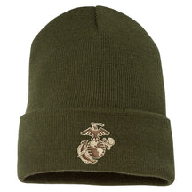 Two Toned Eagle, Globe and Anchor Embroidered Knit Beanie