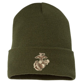 Two Toned Eagle, Globe and Anchor Embroidered Knit Beanie