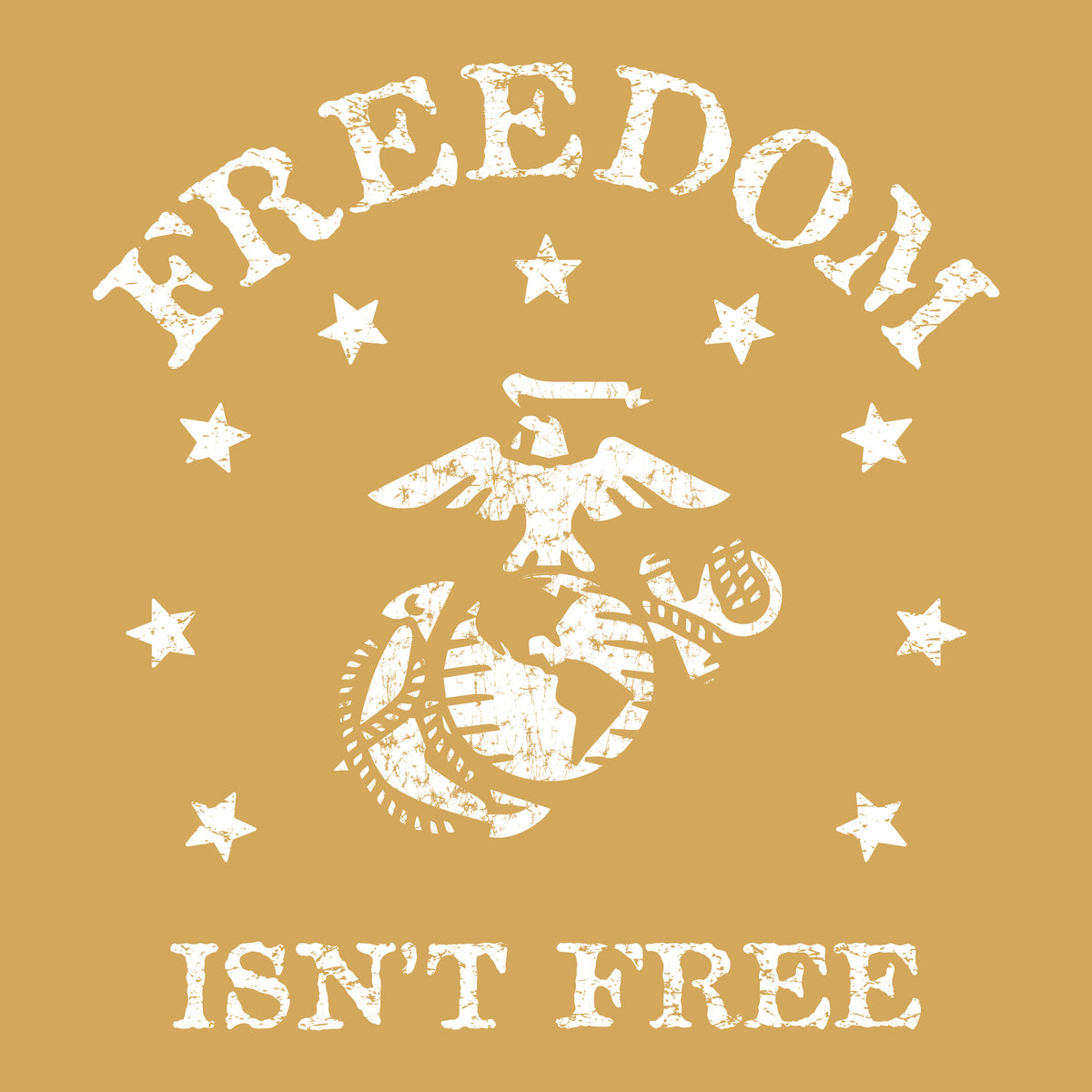 Marines Freedom Isn't Free Comfort Wash Gold Tee