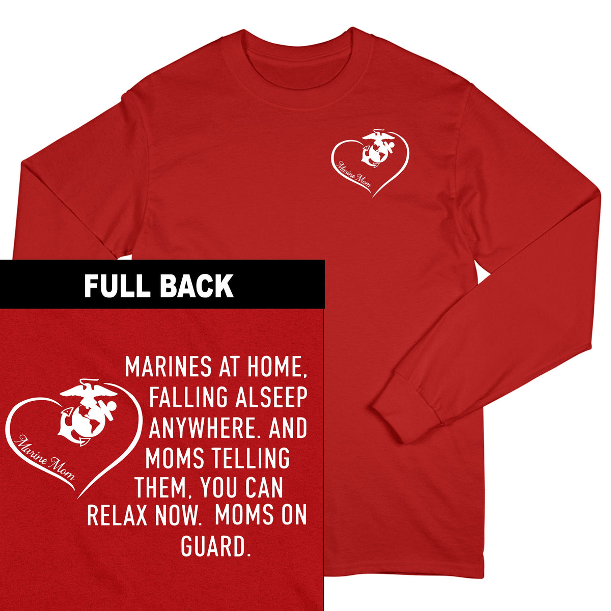 USMC Mom On Guard 2-Sided Long Sleeve Tee
