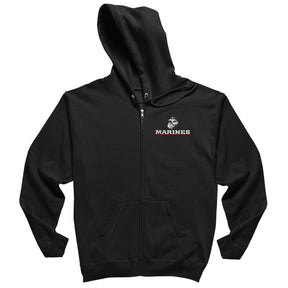 Marines Red Line Embroidered Full Zip Hoodie