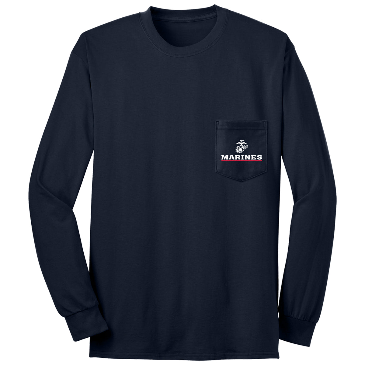 Marines Red Line Long Sleeve Pocket Tee