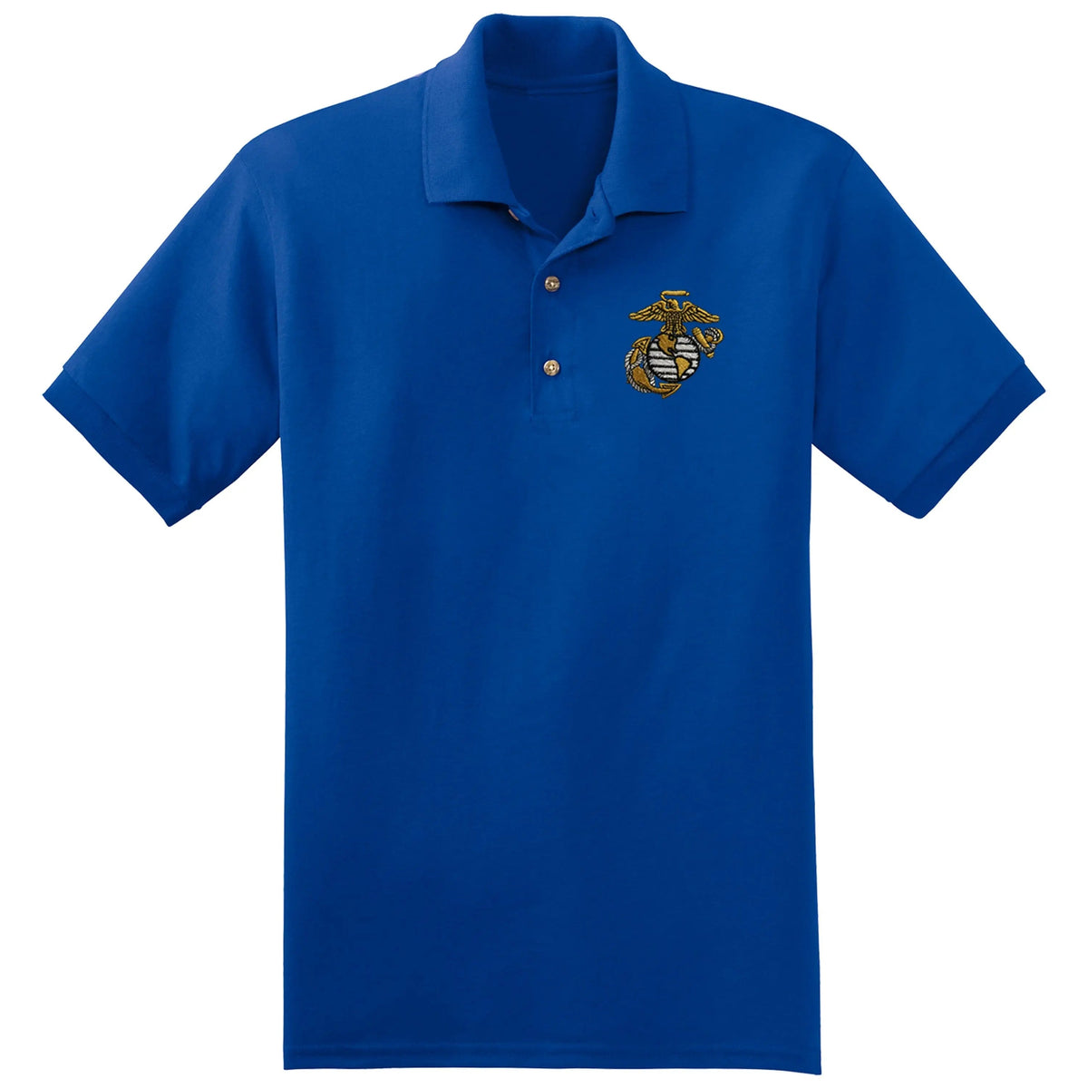 USMC Big EGA Royal Embroidered Polo