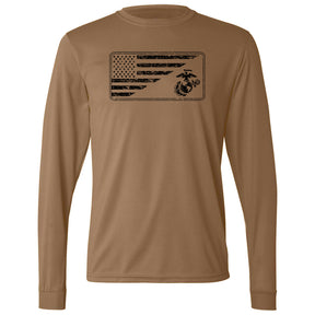 Marines Split U.S. Flag & EGA Woodland Performance Long Sleeve