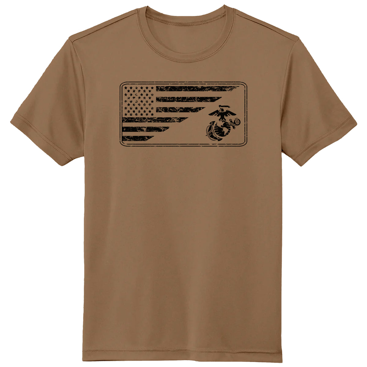 Marines Split U.S. Flag & EGA Woodland Performance Tee