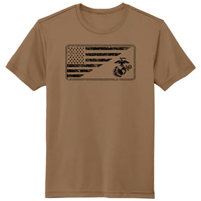 Marines Split U.S. Flag & EGA Woodland Performance Tee