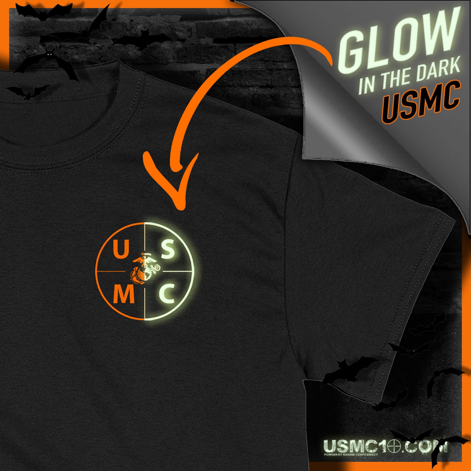 USMC Halloween Hoodie Limited Edition Glow In The Dark Skull