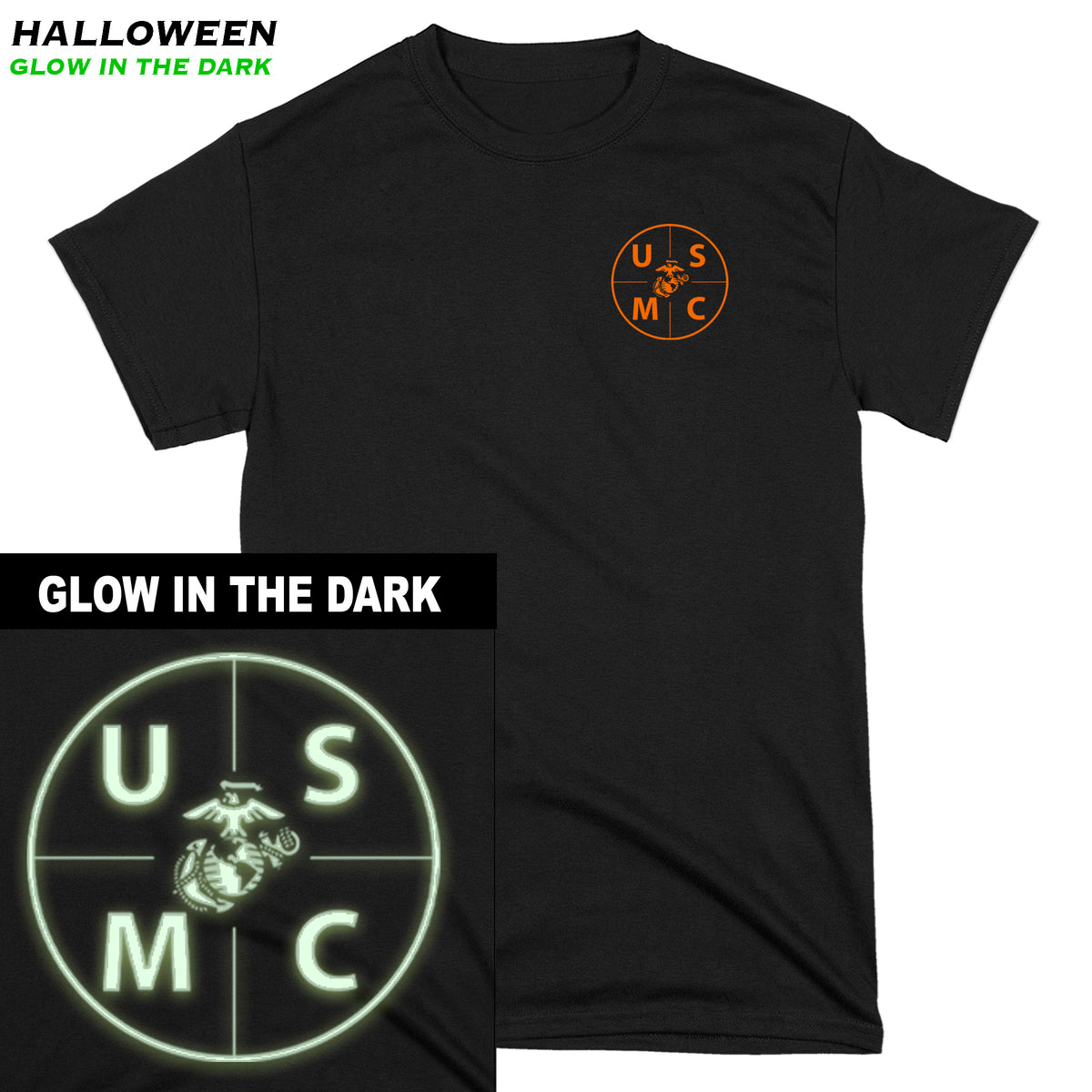 Closeout USMC Halloween Glow In The Dark Tee