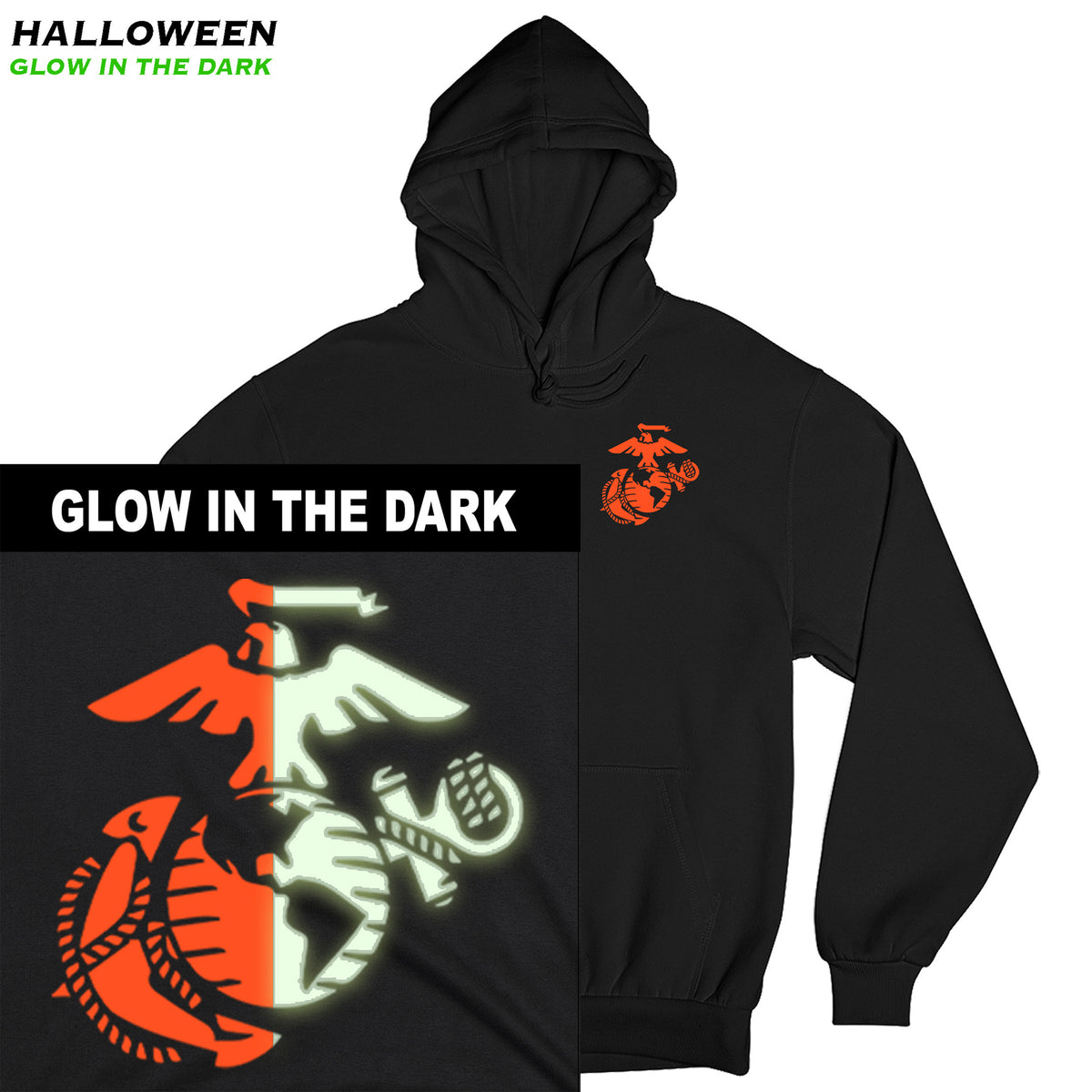 Marines Halloween Glow In The Dark EGA Hoodie