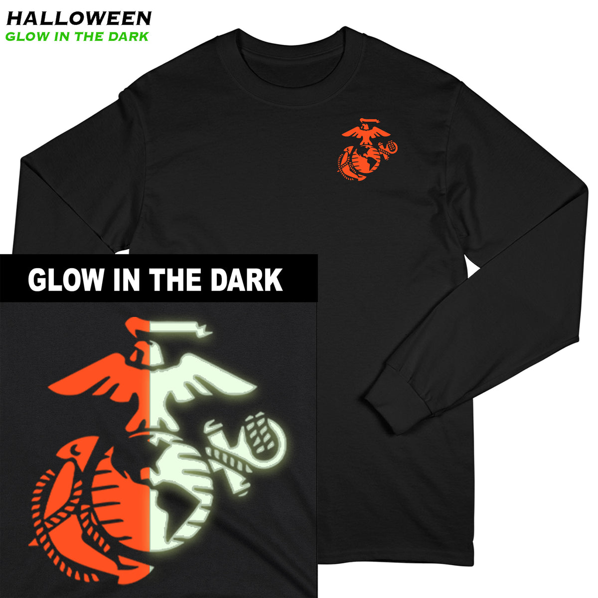 Marines Halloween Glow In The Dark EGA Chest Seal Long Sleeve