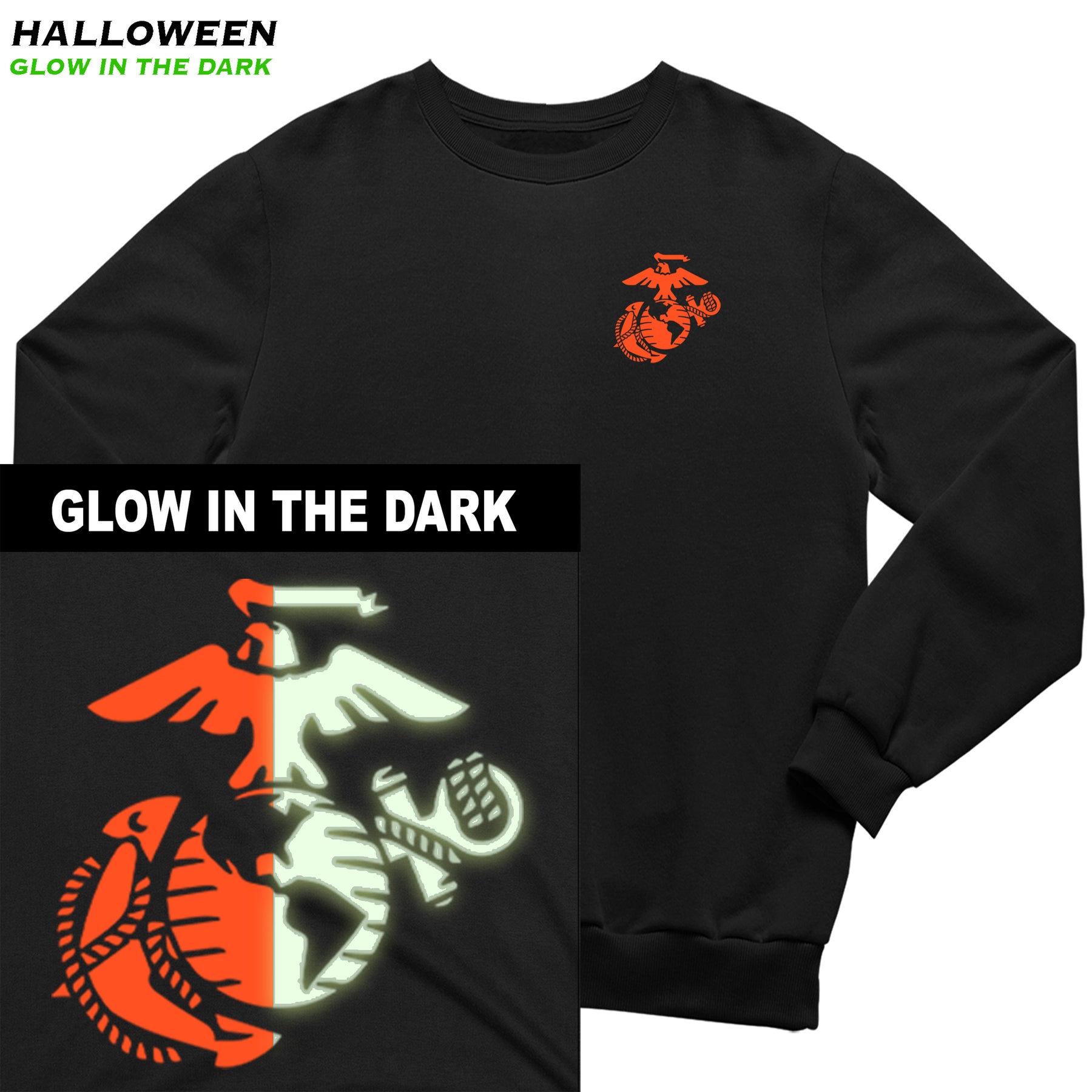 Marines Halloween Glow In The Dark EGA Chest Seal Sweatshirt