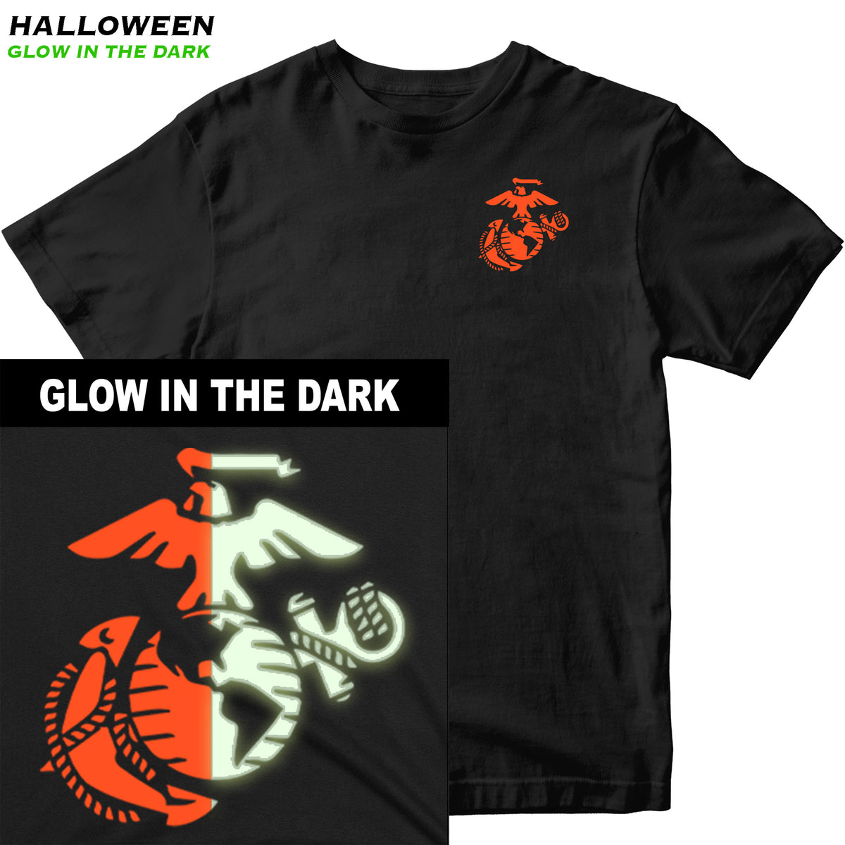 Marines Halloween Glow In The Dark EGA Tee