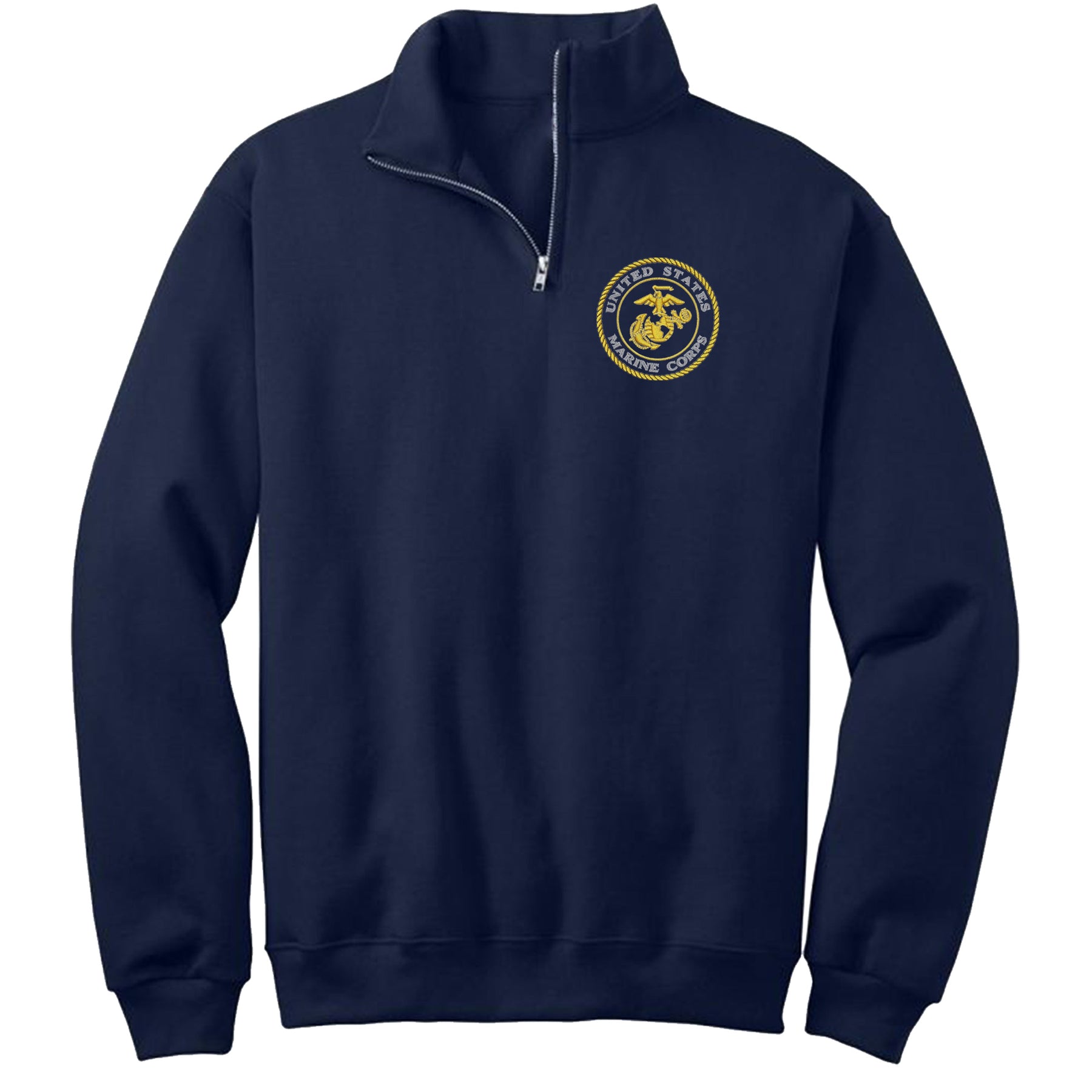 USMC Gold Seal Embroidered Quarter-Zip Cadet Collar Sweatshirt