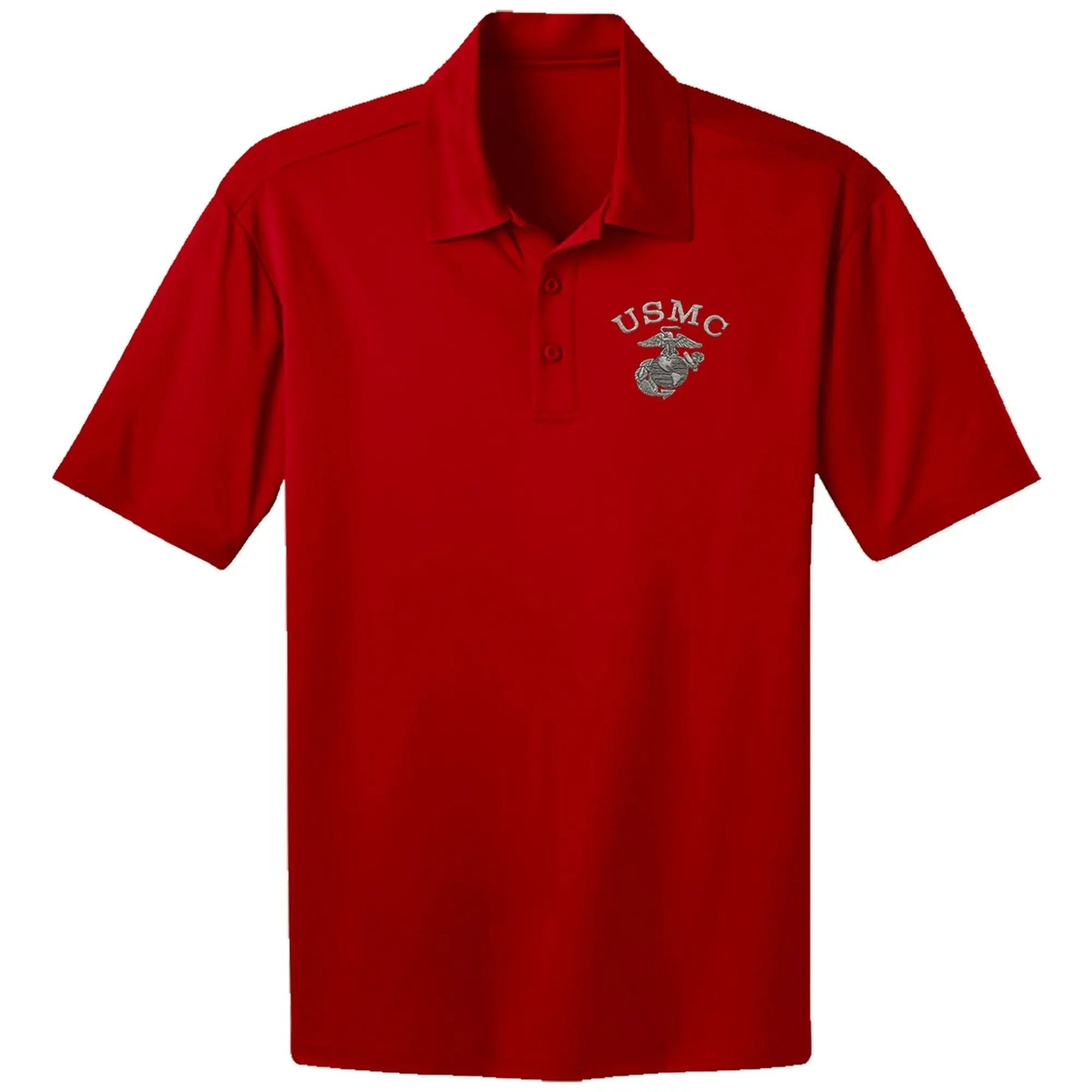 USMC Metal EGA Embroidered Performance Polo