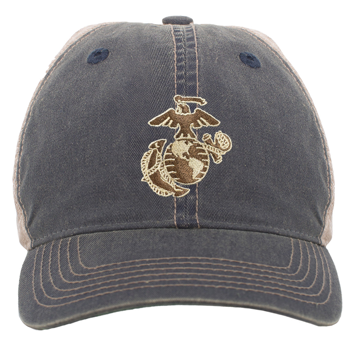 Two Color EGA Embroidered USMC Vintage Navy Trucker Hat