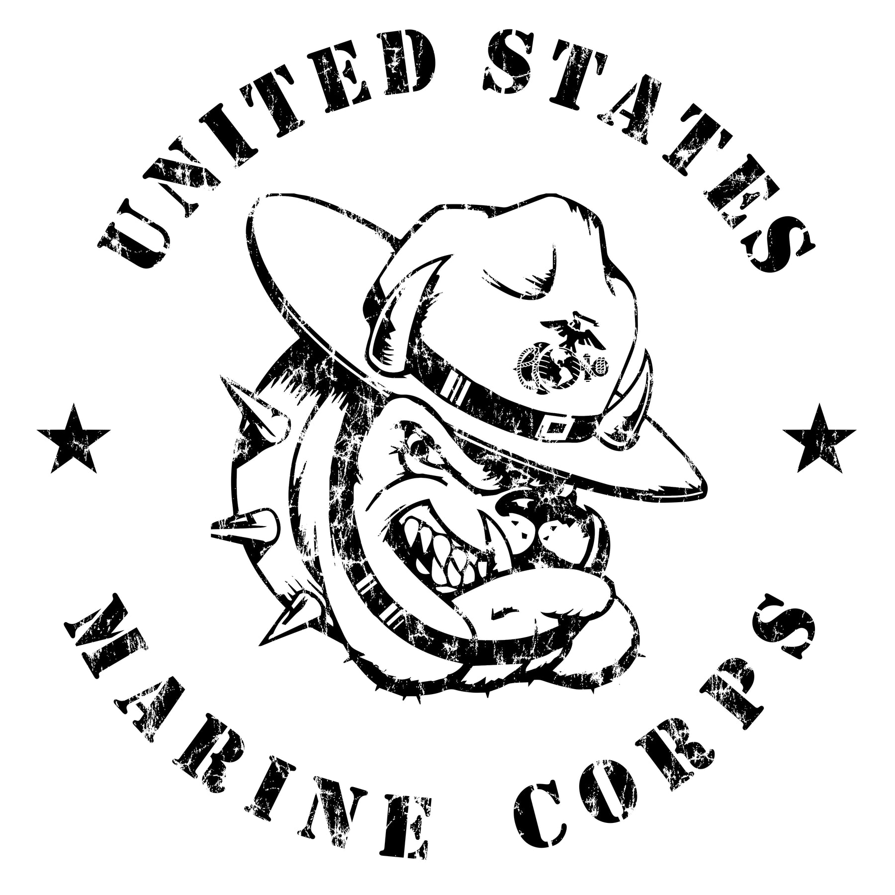 Marines Retro Bulldog Chest Seal Long Sleeve Tee