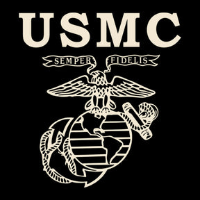 Marines Old School Chest Seal Screen Printed Quarter-Zip Cadet Collar Sweatshirt (Corporal's Special)