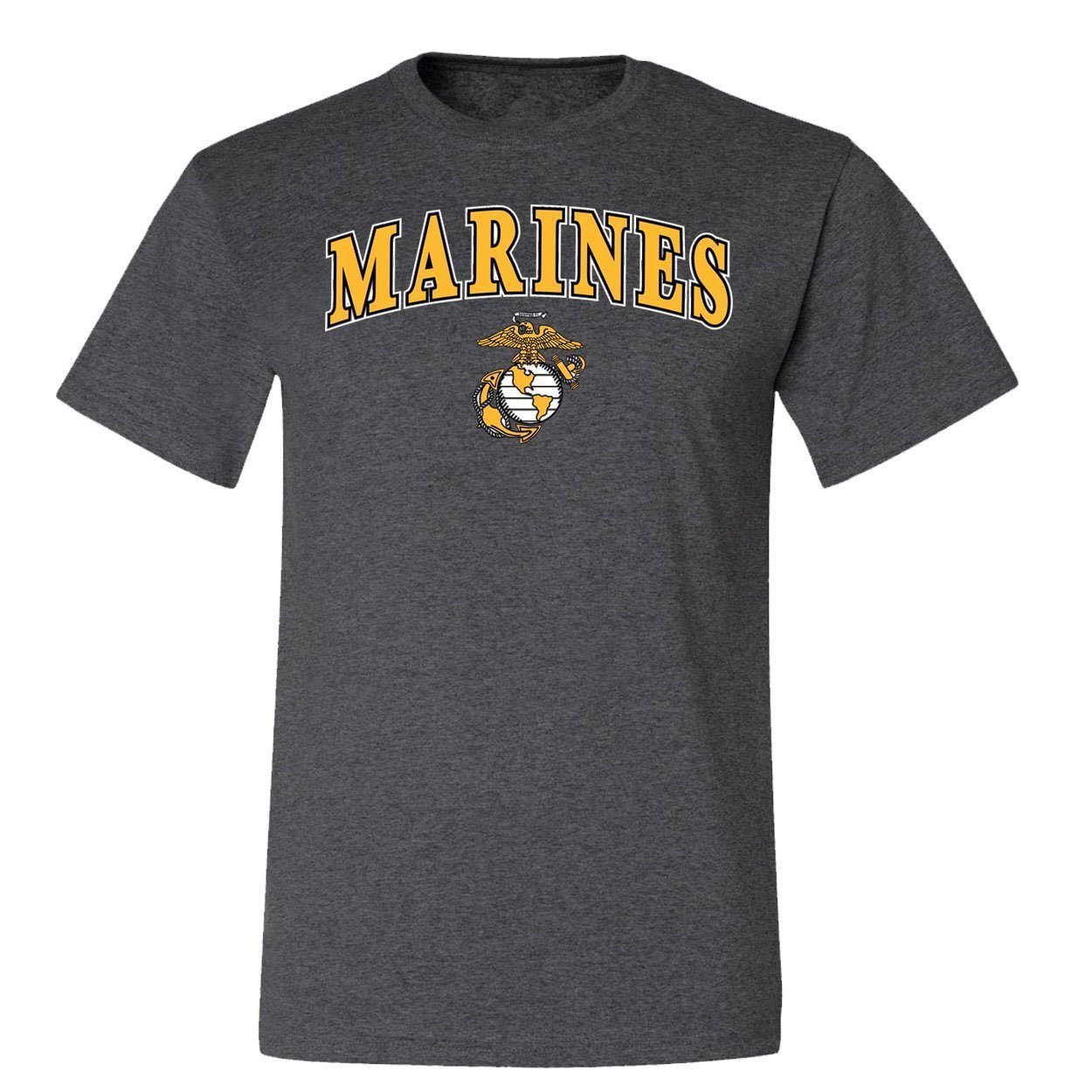 CLOSEOUT Gold Marines EGA Black Heather T-Shirt - Marine Corps Direct