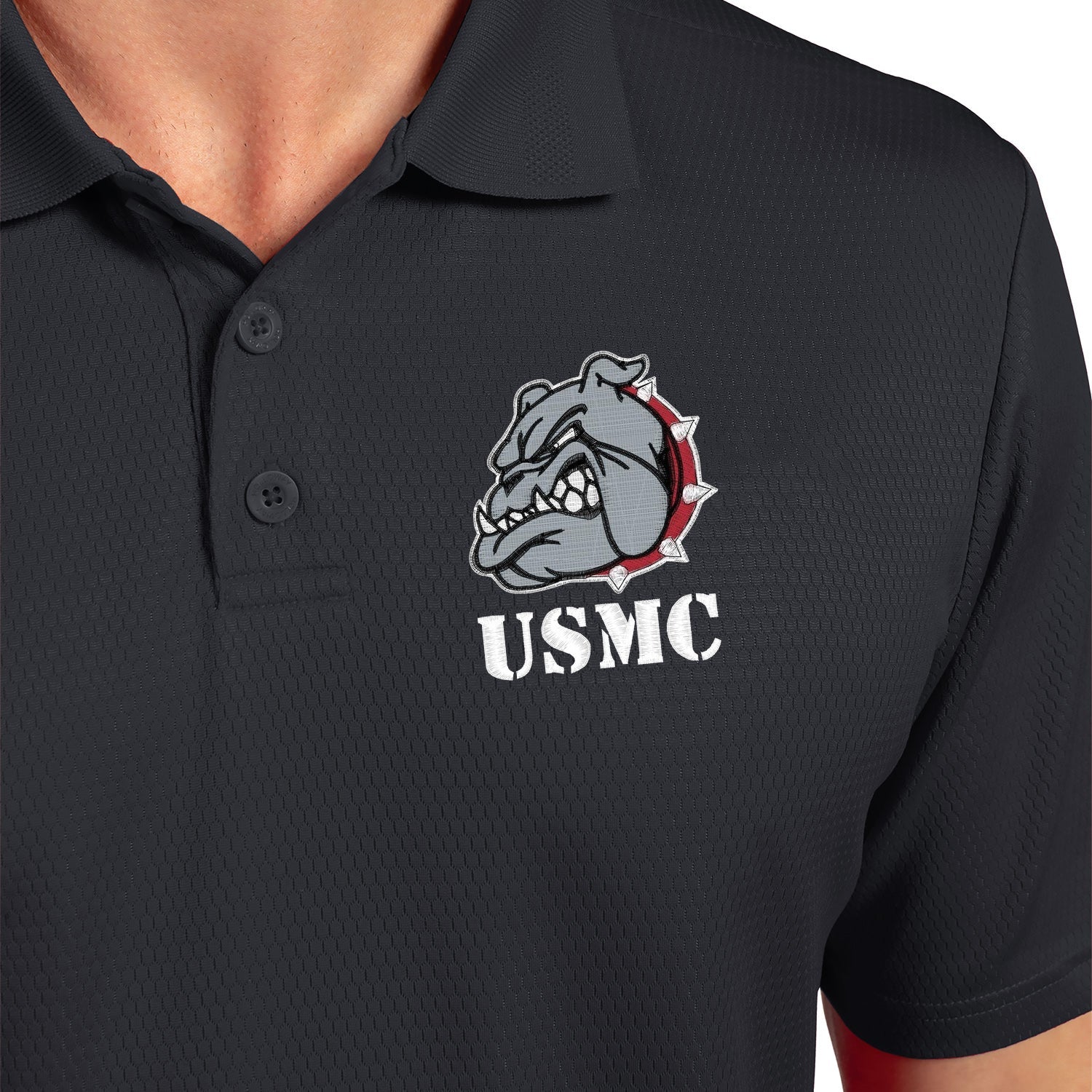 Marines Bulldog Embroidered Performance Polo