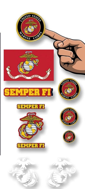 USMC10 Semper Fi and Eagle Globe and Anchor Decals Made in the USA