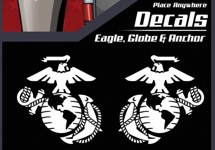 USMC10 Marine Corps Eagle, Globe and Anchor White Decals Made in the USA