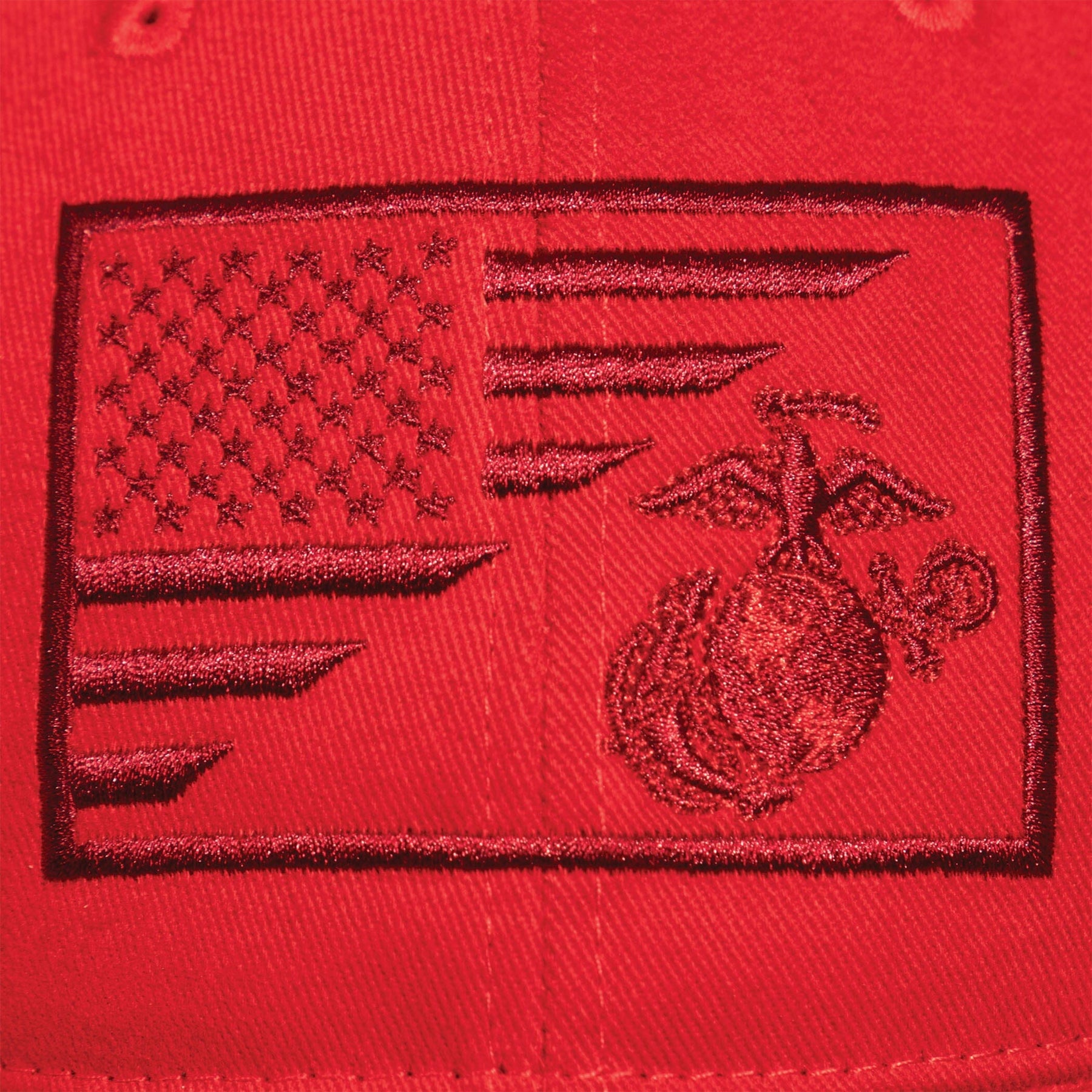 Red U.S. Flag & EGA Split USMC Hat