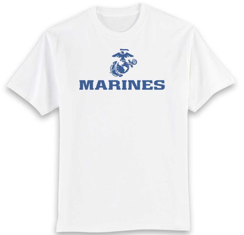 Closeout Saltwater Blue EGA Marines White Tee
