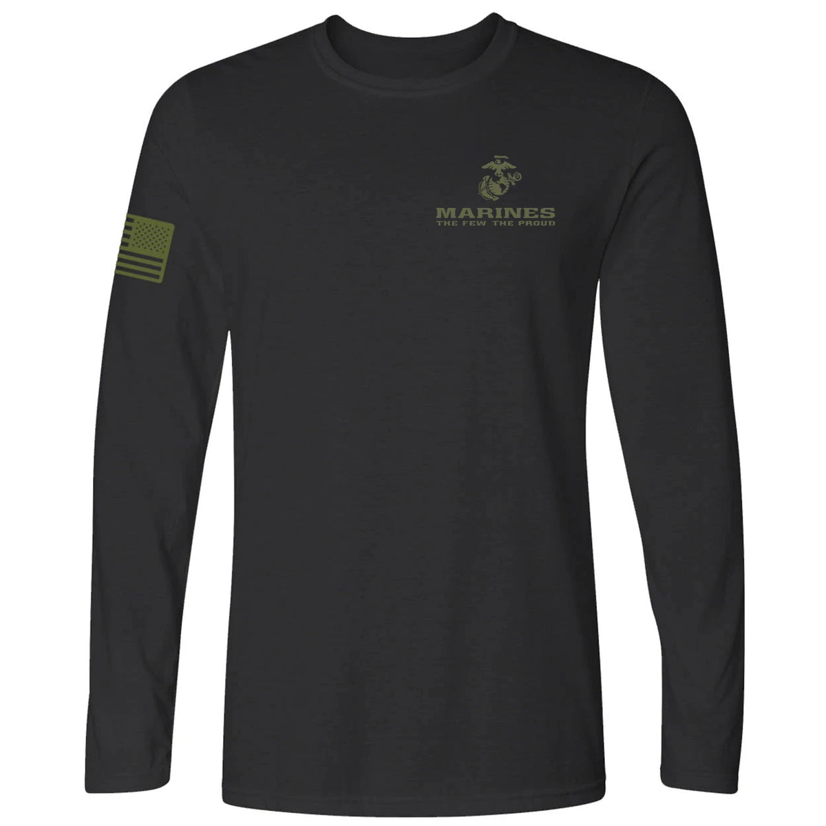 Premium Flag Sleeve Drop Olive Drab The Few The Proud Chest Long Sleeve